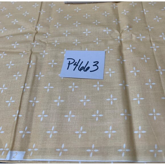 Vintage Wamsutta OTC Yellow Cotton Fabric 1/2 yard x 44" White Floral Pattern Se - Picture 6 of 6